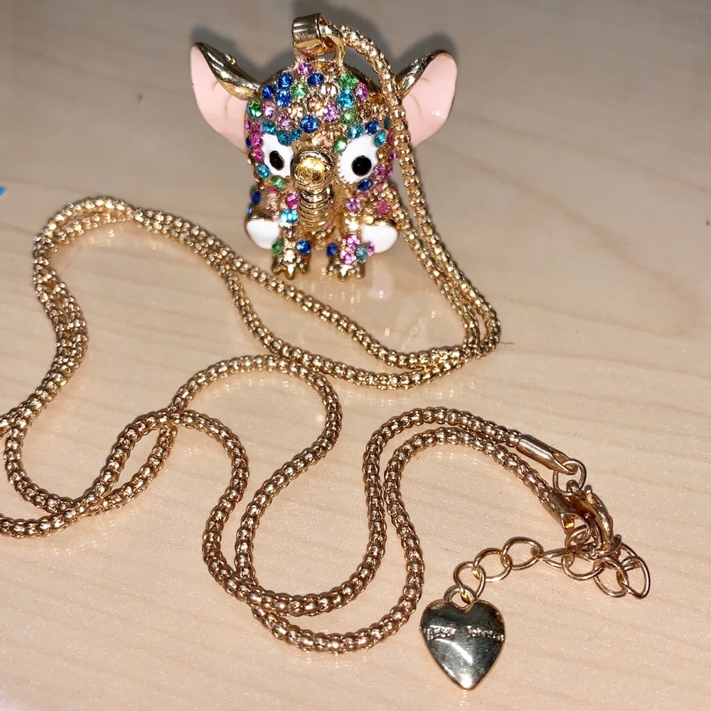 Betsey Johnson Baby Elephant Rhinestone Necklace
